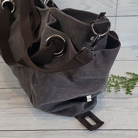 Canvas tote bag large capacity - solid grey oversized - Picture 2 of 11